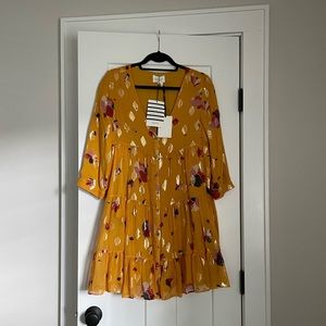 Sezane Robe Aura Dress in the Grande Fleurs Saffron Print